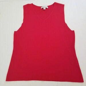 Carolyn Taylor Top Womens Extra Large Red Sleeveless V-Neck Pullover Knit Tank